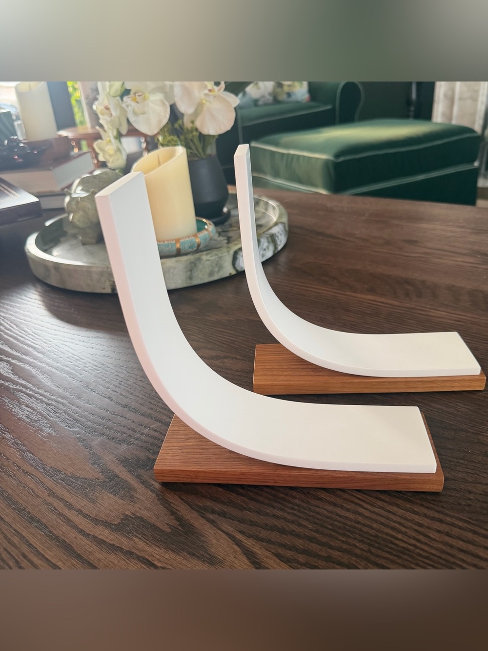 Walnut and Corian Bookends - MCM Design